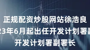 正规配资炒股网站徐浩良自2023年6月起出任开发计划署副署长
