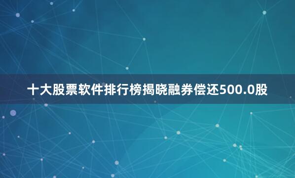 十大股票软件排行榜揭晓融券偿还500.0股